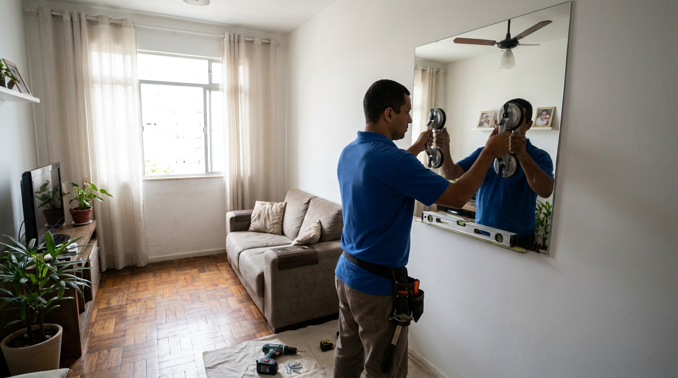 Espelho sob medida com parquet em São Luís-MA