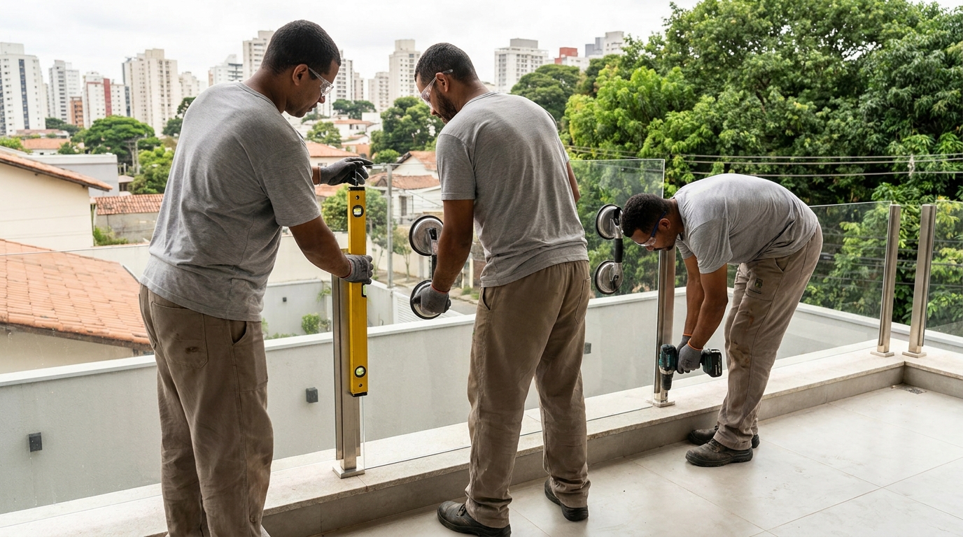 Guarda-corpo em terraço alto com vista cidade em São Luís-MA